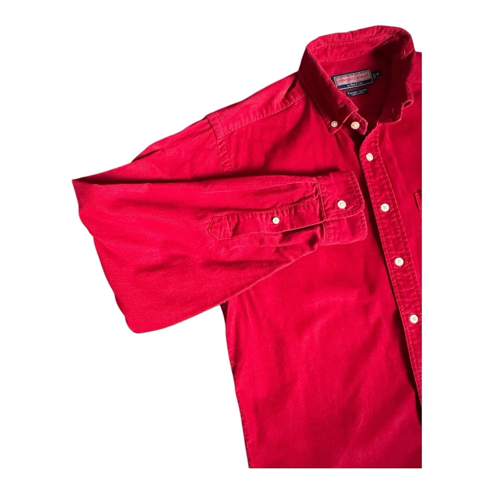 Vineyard Vines Tucker Shirt Button Down Red Corduroy Men’s M Pocket Logo Cotton - Image 3 of 4