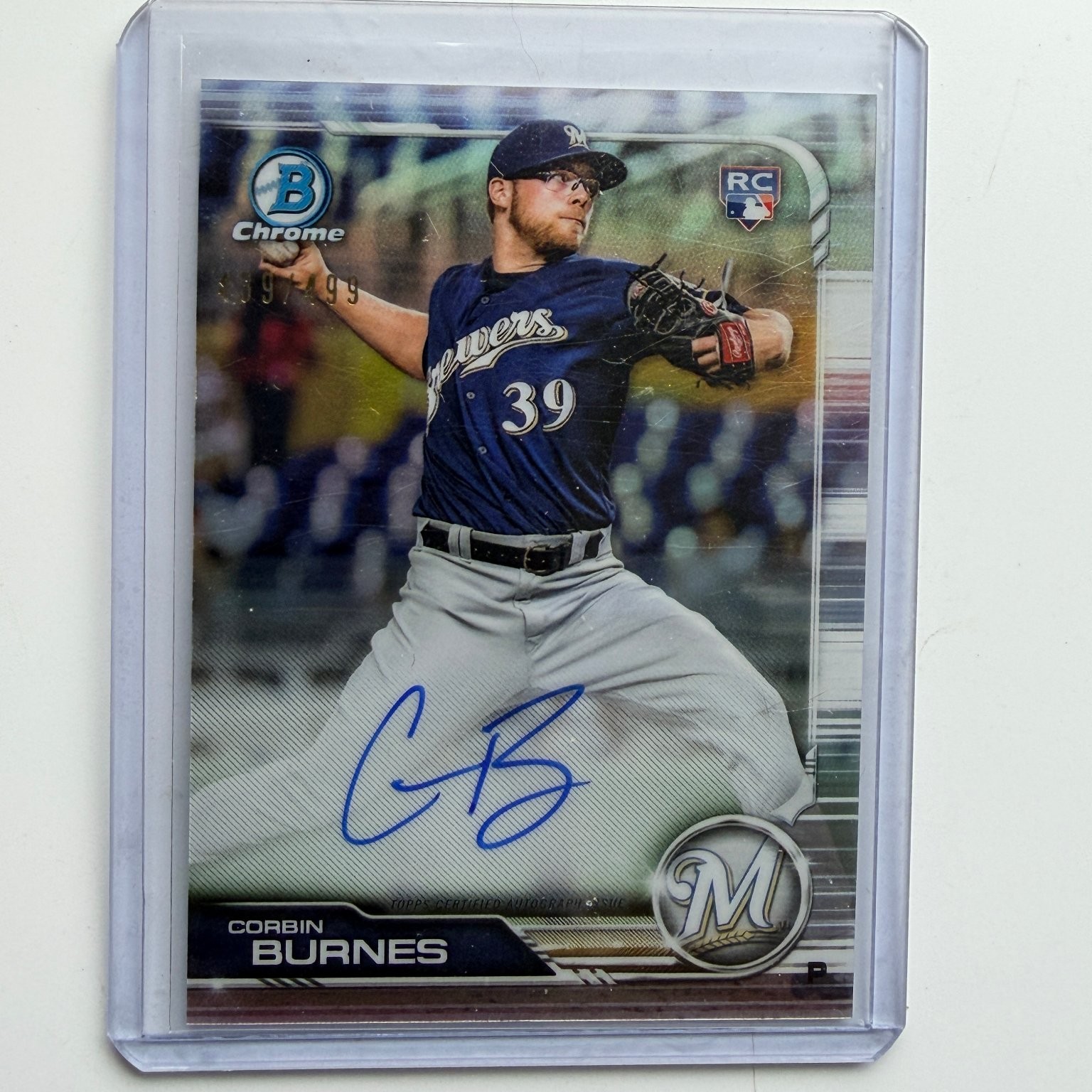 Corbin Burnes Milwaukee Brewers 2018 Bowman Chrome RC Auto #/99 CRA-CB