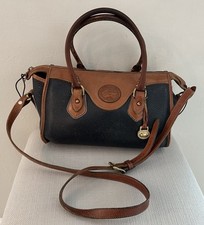 Vtg Dooney  Bourke Too Handle Crossbody Navy Pebbled Leather