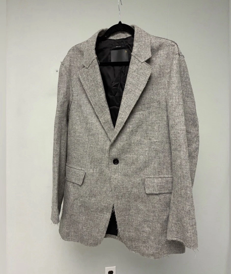 $1695 Brand New R13 Oversized Ragged Blazer Grey Small - product detail image 6