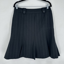 Vintage Y2K Black Button Pleated Striped Mini Skirt Size 10 Goth Punk Emo