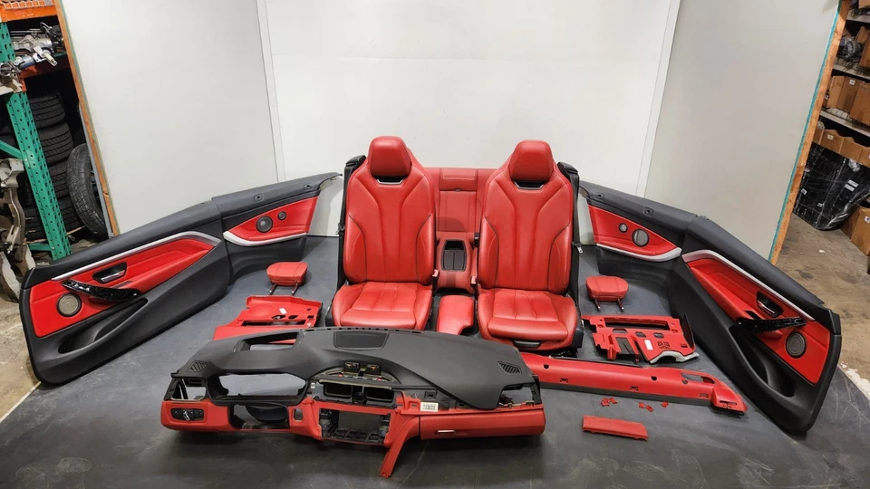✅ 2015-2020 OEM BMW F33 Convertible Paneles de Puerta Asientos Interior COMPLETO Rojo CONJUNTO Foto 3 de 4