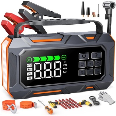 14 In 1 8000A Starthilfe Powerbank für Pkw mit Kompressor 160PSI 26800mAh Auto