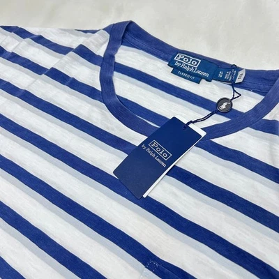 Polo Ralph Lauren Mens XL Classic Fit Striped Pocket T-Shirt Blue White NWT - Image 1 of 4