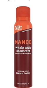 Mando Whole Body Deodorant Aluminum-Free Spray Bourbon Leather 3.6 oz (102 g)
