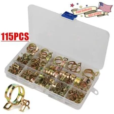 115pcs 6mm-22mm Spring Clips Fuel Vacuum Hose Pipe Clamps Assortment Kit