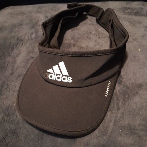 Adidas Aeroready Unisex Black Strapback Visor Hat Running Golf Tennis