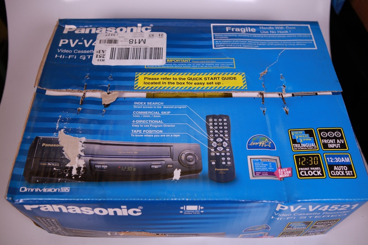 Panasonic PV-V4521 VHS Player 4 Head HiFi VCR New Open Box, Box