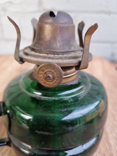 Vintage Green Glass Kerosene Lamp Base Only English Made - Picture 9 of 12