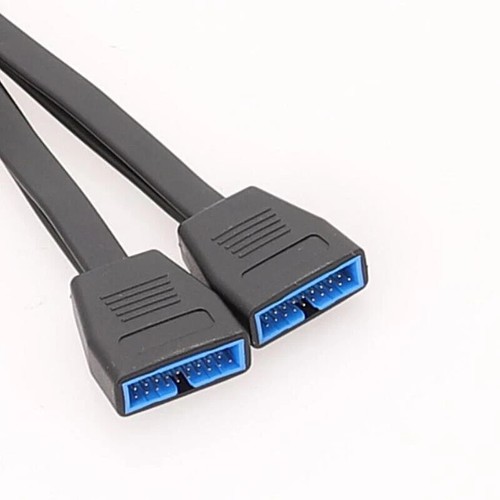 Motherboard USB 3.0 19Pin 20Pin 1x Female Splitter 2x Male Flat Shielding Cable - Picture 3 of 4