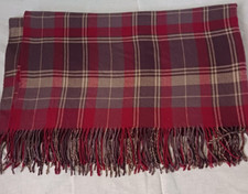 Woolrich Blanket 65"x54" Blown and Red Plaid with Fringe