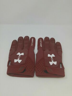 New Under Armour Men's Dark Red Spotlight WR UA Logo Football Gloves