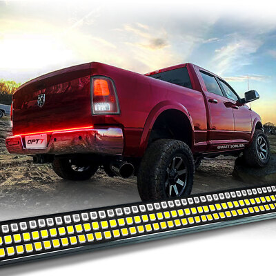 OPT7 Redline 48''TRIPLE LED Tailgate Light Bar Sequential Turn Signal Brake Amber