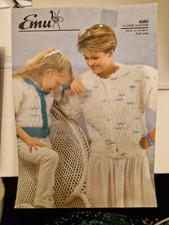 Vintage 70er Jahre Emu filigran 25-38" Jacke Cardigan Strickmuster Erwachsene&Kind