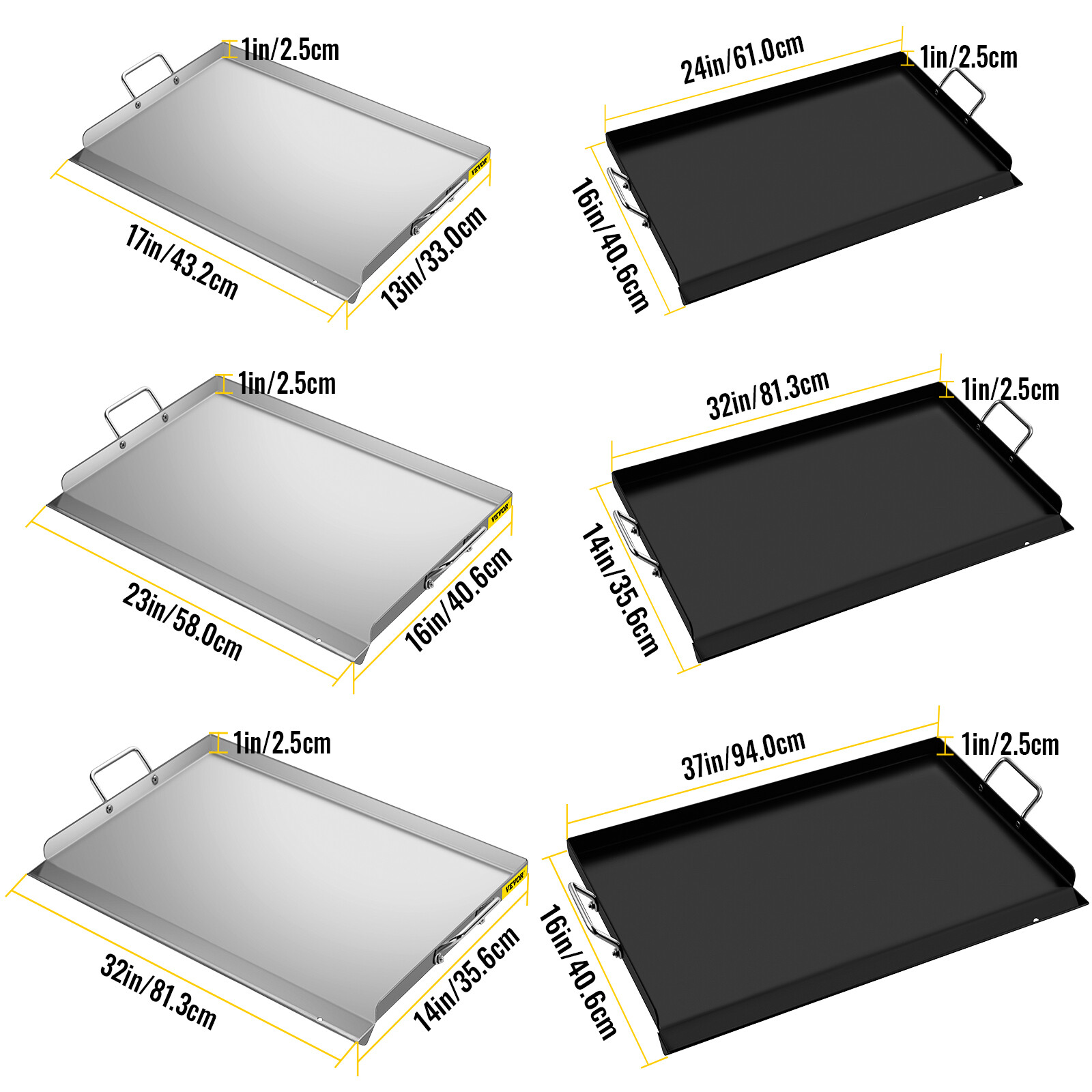 VEVOR Flat Top Griddle For Gas Grill Solid Flat Top Grill Stove 17" 23