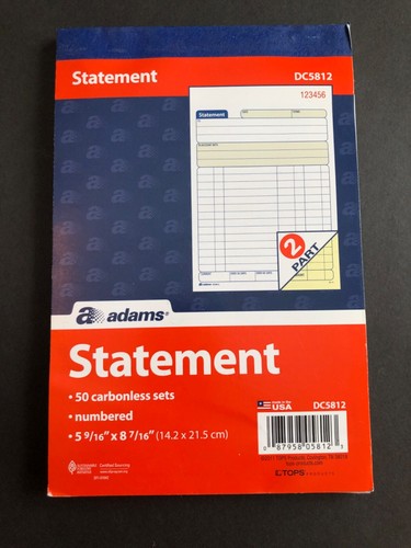 Adams Statement Book DC 5812 2-teilig selbstdurchschreibend weiß/kanarienvogel 5-9/16 x 8-7/16"