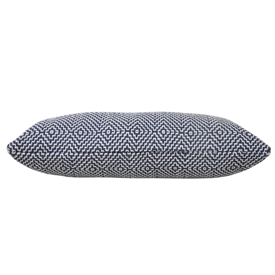 Almohada lumbar geométrica tejida LR Home Diamond Delight, azul/blanco Foto 4 de 4