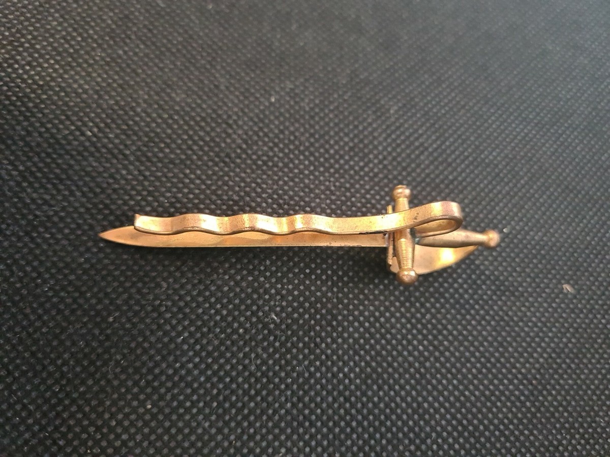 Pince à Cravate Vintage Plaque Or - Référence F332 - Bijou D'occasion Pour Homme