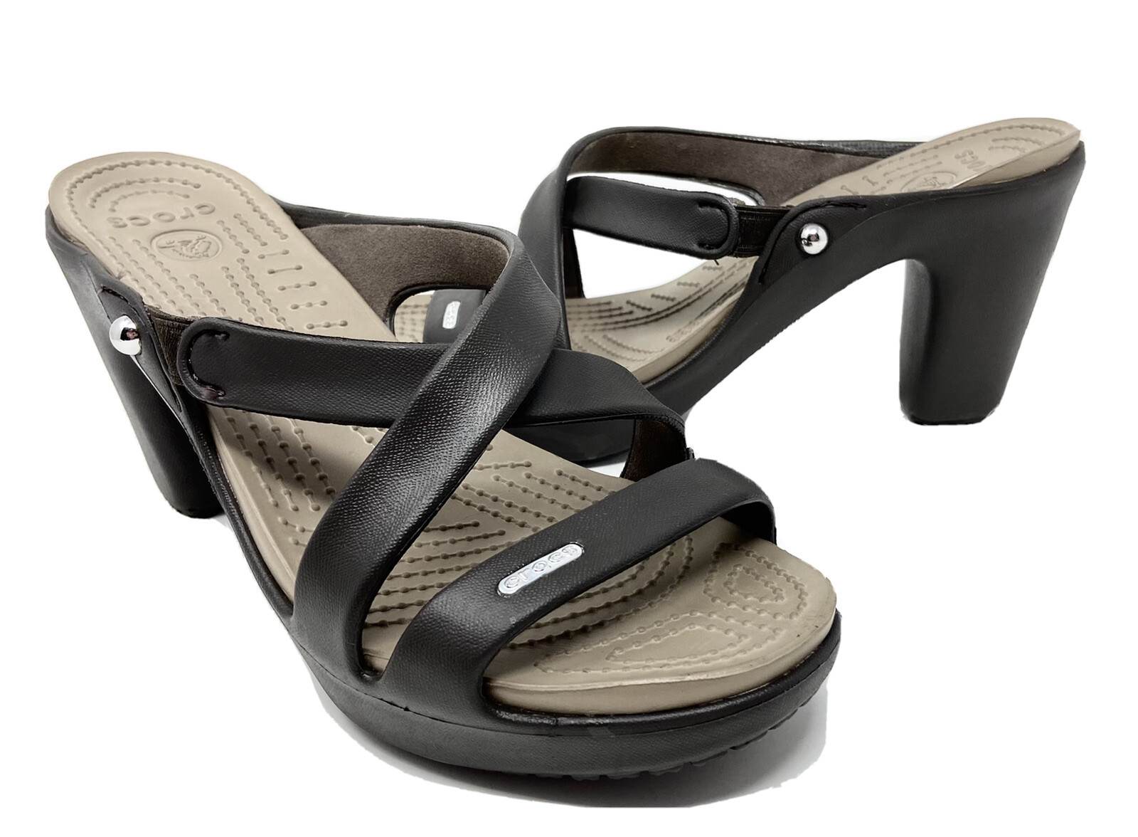 Crocs CYPRUS IV Heels Sandals WOMENS Size 9 Espresso/… Gem