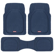 Bdk Heavy Duty Blue Rubber Car Mats Full Set - Universal Trim-to-fit All Weat...