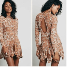 FREE PEOPLE ORANGE ANNABELLE OPEN BACK TUNIC