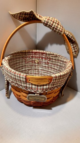 2002 Longaberger Woven Memories Basket, Liner, Protector, Tie Ons & Signatures - Picture 6 of 9