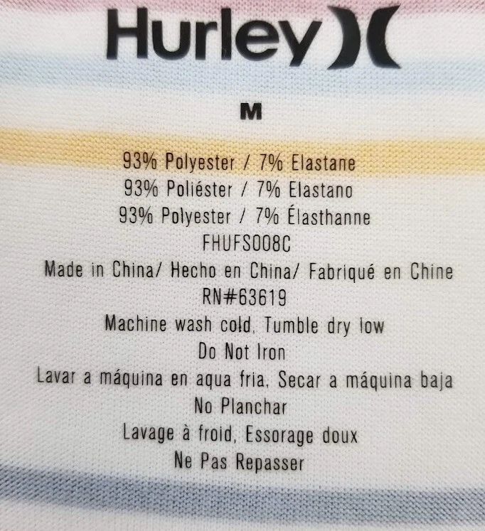 Camiseta corta Hurley para mujer mediana multicolor a rayas cuello redondo mangas largas Foto 4 de 4