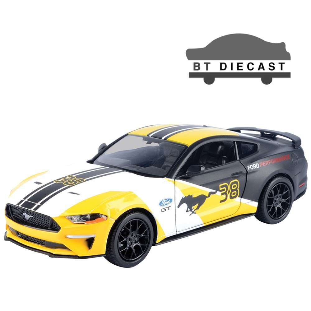 MOTORMAX GT RACING 2018 FORD MUSTANG GT 1/24 MATTE BLACK / YELLOW