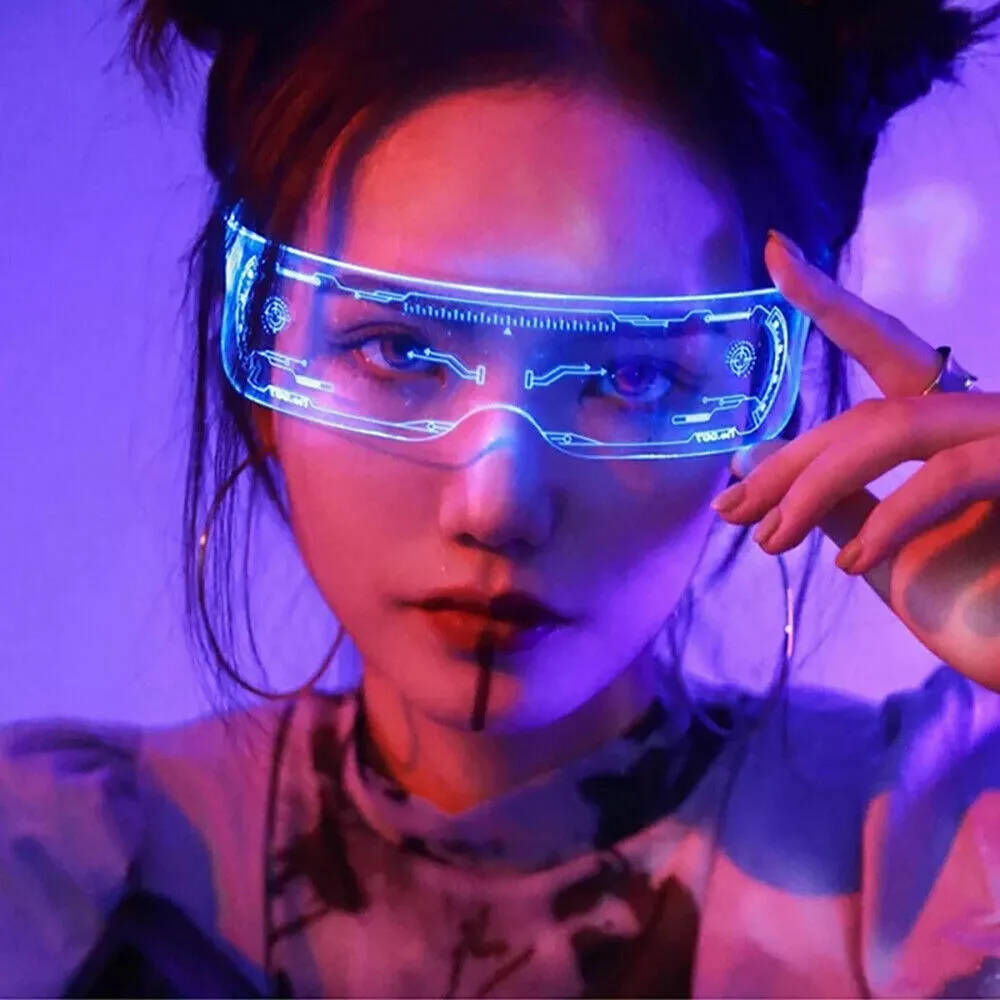 Cyberpunk LED Headband Glasses – Neon Culture