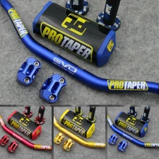 Original "Evo" PRO TAPER Handlebar Fat Bar DIRT BIKE 1 1/8'' Full Set GRIPS Pads