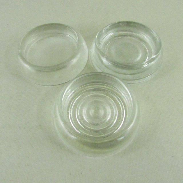 Lot of 3 Large Clear Glass Furniture Floor Protector Coasters 3