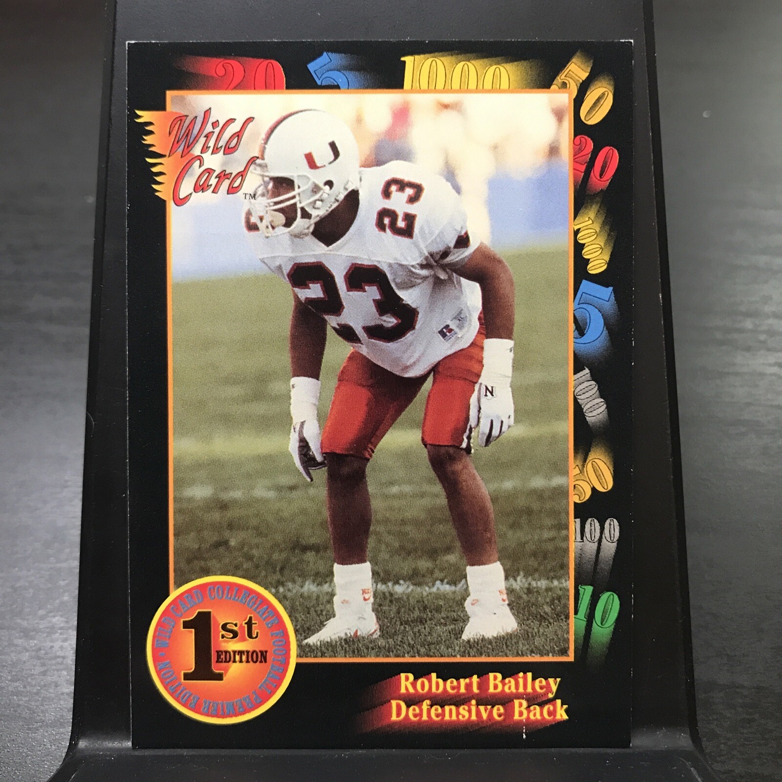 Robert Bailey 1991 Wild Card Draft #55 Miami Hurricanes FOOTBALL