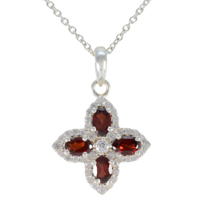 Scarlet Serenity Sterling Silver Pendant with Garnet Essence 925 Silver Pendant