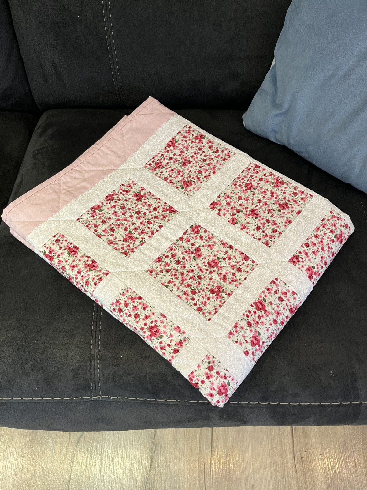 Handmade Patchwork Babies Blanket. One Of A Kind. 100 Cotton. GREAT