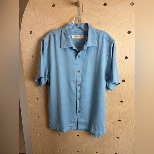 NWT Tommy Bahama Men’s Barbuda Silk Blend Button Down Short Sleeve in Air Blue S