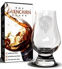 CLAN MILLER ETCHED SCOTCH MALT WHISKY GLENCAIRN TASTING GLASS