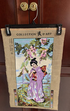 Finished Geisha Cherry Tree Printed Needlepoint Canvas Collection D'Art 12910