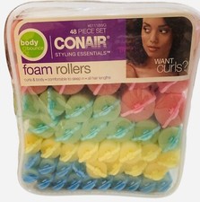 CONAIR FOAM ROLLERS SOFT BOUNCY CURLS FOAM HAIR ROLLERS FOR SLEEP NEON 48 CT