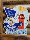 VINTAGE DISNEY COLA PORCELAIN SIGN OLD DUCK SODA SOFT DRINK BEVERAGE POP CARTOON