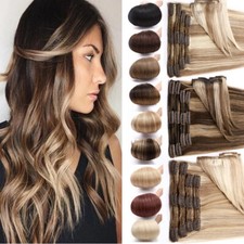 Double Weft Remy Human Hair Extensions Clip In Thick FULL HEAD Ombre Weave 200G