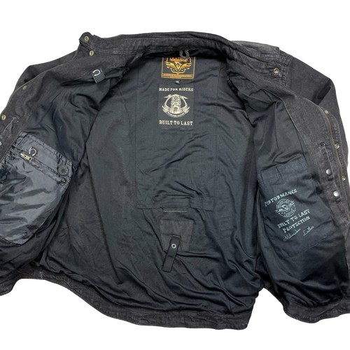 Milwaukee Leather Jacket Denim Jean Black Armor Padded Motorcycle Men's 4XL - Picture 3 of 4
