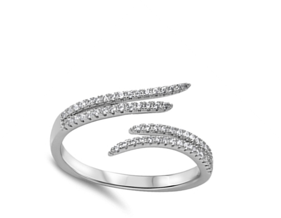 Clear CZ Abstract Chic Shine Ring - .925 Sterling Silver Thumb Ring, Sizes 4-10 - View #4