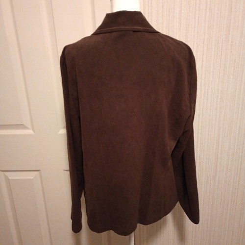 RQT Women's Faux Suede Jacket Size L Brown Lightweight Button Up Business, LNC - Picture 4 of 17