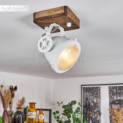 Holz Glas Decken Leuchte 5-flammig Flur Schlaf Wohn Zimmer Kugel Lampe Modern