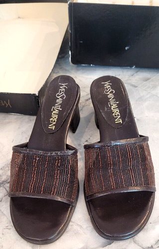 Yves St. Laurent NICOLE Leder/Netz/Schuhe; offene Pantoletten Sandalen; 5,5M; ITALY/TLC - Bild 24 von 24
