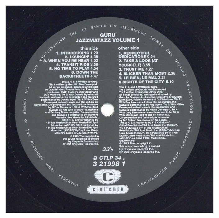 Guru - Jazzmatazz Volume: 1 '93 LP UK ORG!EX/EX | eBay