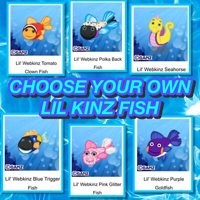 CHOOSE YOUR OWN WEBKINZ LIL KINZ FISH Virtual Adoption