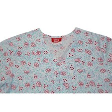 White Rock Women V-Neck Short Sleeve Medical Scrub Size Medium Floral Pattern