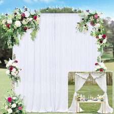 10X10Ft White Backdrop Curtains for Parties - White Wedding Backdrop for Baby Sh
