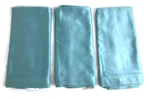Lot of 3 Crate & Barrel Napkins Sateen Smoke Blue Square 20 By 20 Inches - Picture 1 of 5